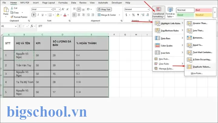 Tô Màu Những Ô Trùng Nhau Trong Excel
